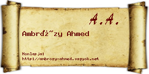 Ambrózy Ahmed névjegykártya